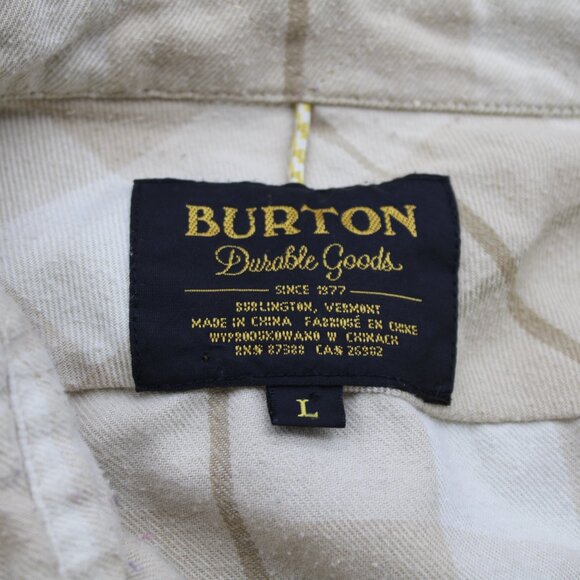 Snowboard Shirt Button Down - White and Cream Plaid Burton - Men's Large - Picture 9 of 9